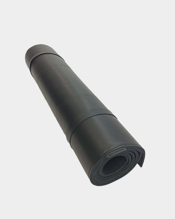 Yogamatte schwarzes Rindleder + Zellkautschuk