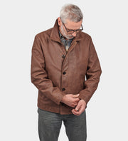 Jacke Herren "Navy Deck Jacket" Rindleder Anilin